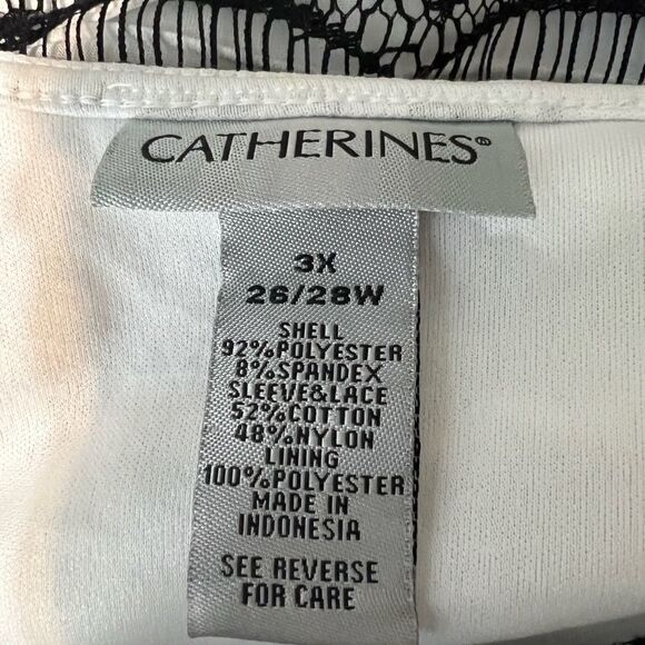 Catherine’s dress plus‎ 3X(26/28W) white black lace overlay cocktail semi-formal - Picture 6 of 7